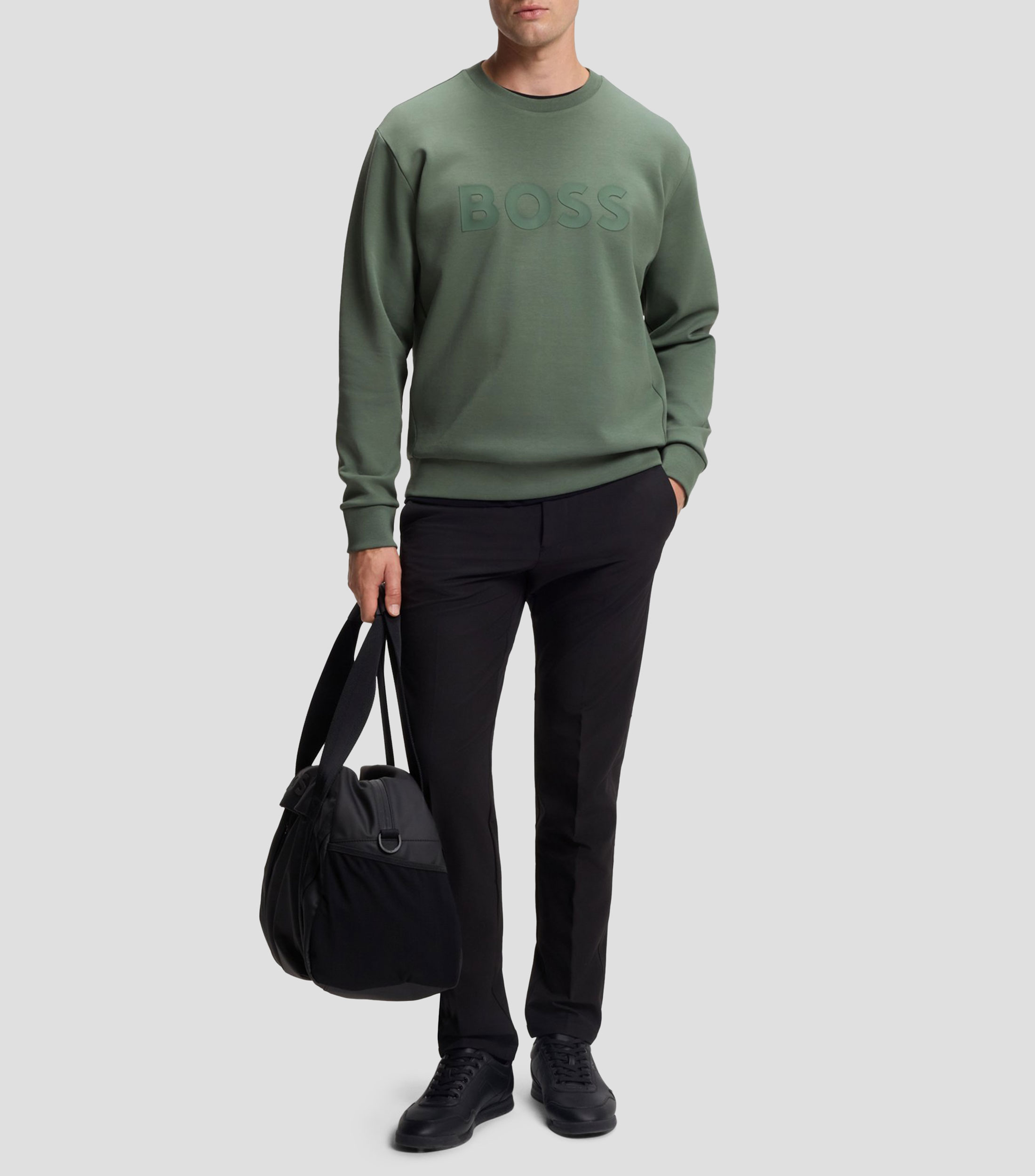 Sudadera de algodón elástico con logo tipo sándwich Hombre